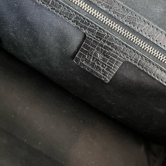 GUCCI Bamboo Bullet Bag - Black Canvas and Leather w/ Silver-tone Hardware - Picture 12 of 13